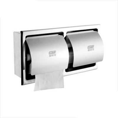 Bathroom WC metal 304 Stainless steel recessed double toilet roll paper holder